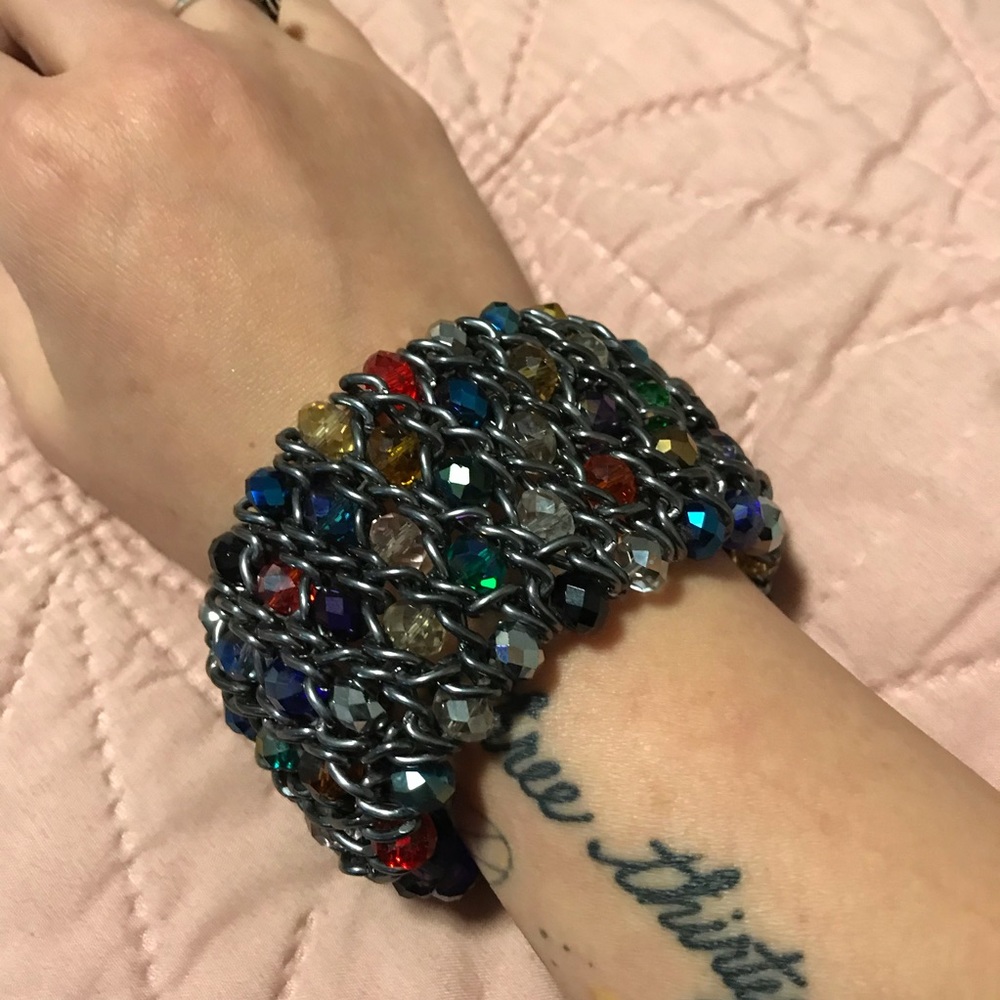 Multicolor vintage gemstones cuff
